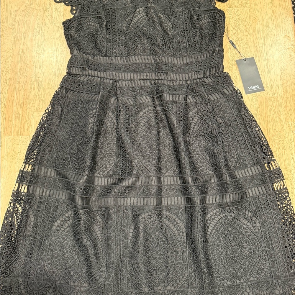 White House Black Market Black Lace Midi Dress